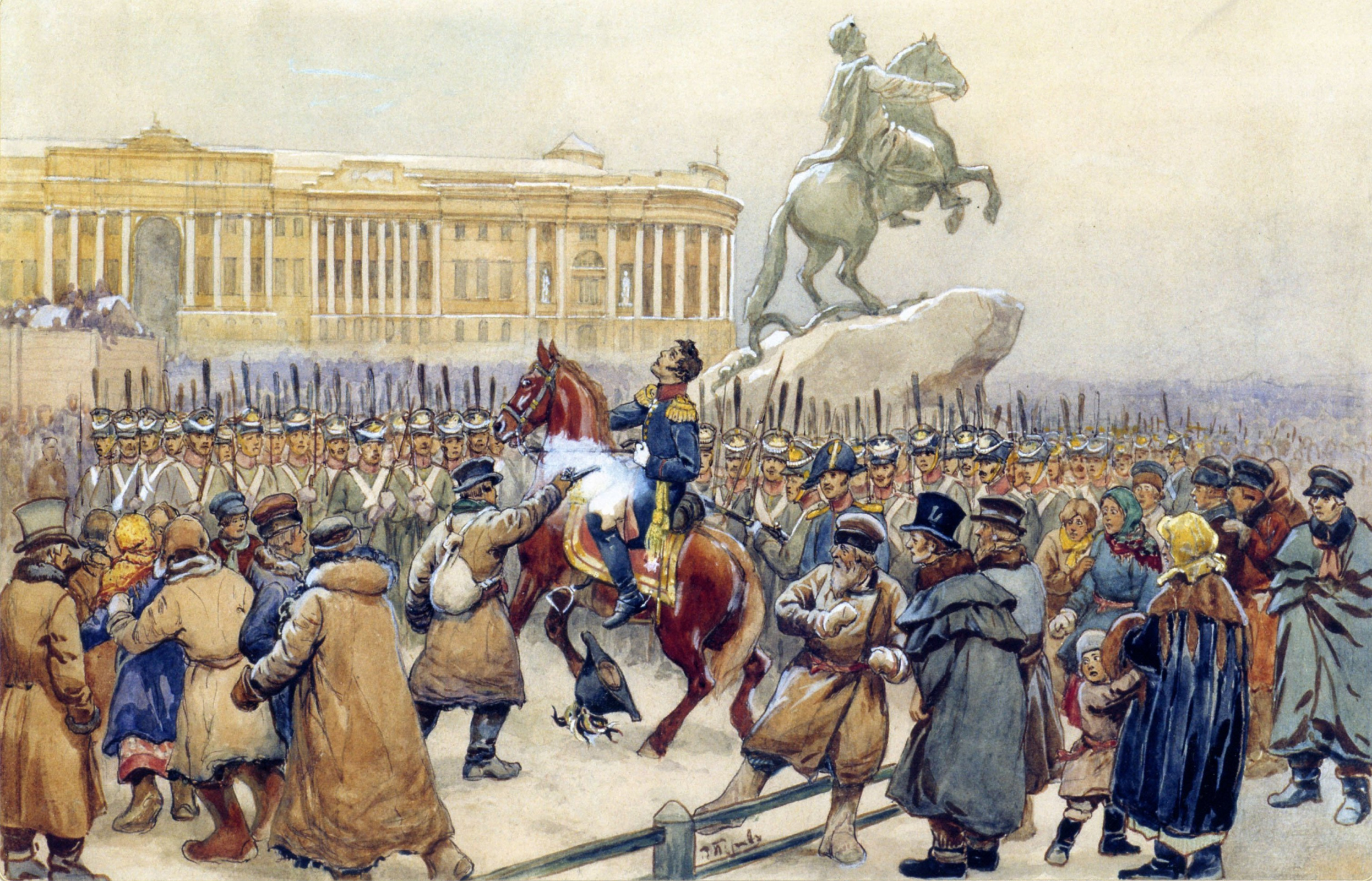 1825 году произошло восстание декабристов. Восстание Декабристов на Сенатской площади. Восстание на Сенатской площади в Петербурге 14 декабря 1825 г. Сенатская площадь 14 декабря 1825 года. Сенатская площадь 1825 год.